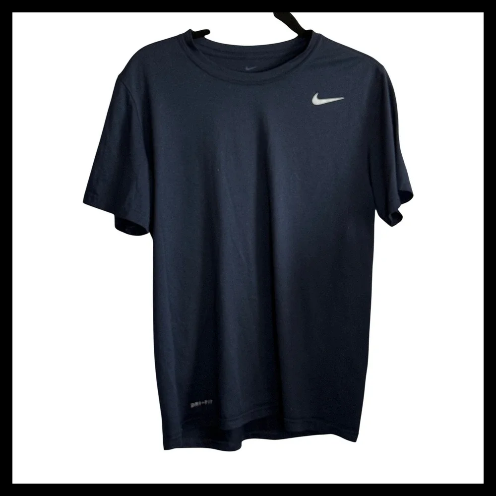Nike Mens Dri-FIT Short Sleeve Training T-Shirt Navy Blue Size M Medium Swoosh